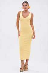 BETWEEN THE LINES MIDI DRESS IN YELLOW