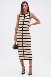 KAREN STRIPE KNIT MIDI DRESS