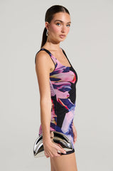 NOT YOUR TOY FLORAL MESH MINI DRESS