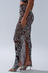BLING BLING MESH RHINESTONE MAXI SKIRT