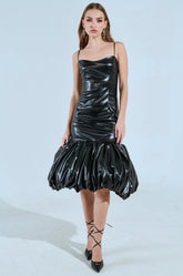 PHOEBE BUBBLE MIDI DRESS IN PU