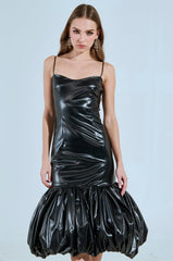 PHOEBE BUBBLE MIDI DRESS IN PU