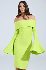 WORK OF ART BANDAGE MIDI DRESS IN LIME