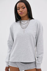 OPEN BACK CHAIN DETAIL SWEATSHIRT IN GREY