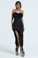 CITY LIGHTS RUFFLE MIDI DRESS