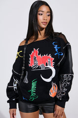 DEEP THOUGHTS OVERSIZED GRAPHIC SWEATSHIRT