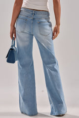 WON'T LOSE MYSELF WIDE-LEG BLUE DENIM