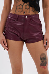HOT DAMN FAUX LEATHER SHORT WITH LACE UP SIDE