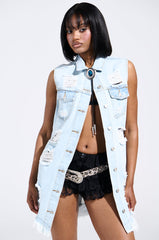 ABBIE DISTRESSED DENIM VEST
