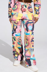 ELECTRIC PRINTED DENIM CARGO PANTS