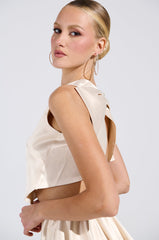 CITY POPPIN CROPPED OPEN BACK BLOUSE