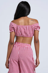 LET ME LIVE GINGHAM CROP TOP