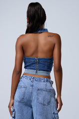 CATCH ME ABSTRACT DENIM CORSET
