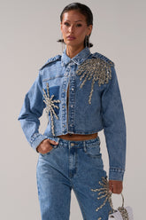 SPARKLE AND SHINE QUEEN DENIM BUTTON DOWN