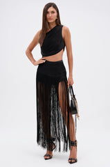 GINA SINGLE SHOULDER FRINGE TOP