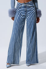 LETS GET CRAZY STRIPE WIDE LEG DENIM