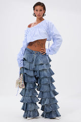 LOOK THIS WAY RUFFLE DENIM PANT