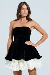 CHARLOTTE LAYERED VELVET MINI DRESS