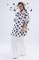 AMALIA TIE NECK TRENCH IN POLKA DOT
