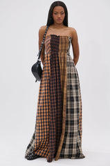 FALL IN LOVE PLAID MAXI DRESS