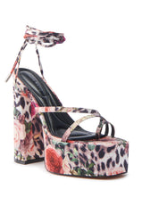 AZALEA WANG BANIRA MULTI CHEETAH FLORAL CHUNKY SANDAL
