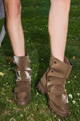 AZALEA WANG BHARTI BROWN FLAT BOOTIE