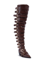 AZALEA WANG BRAULIA BROWN CROC WESTERN BOOT
