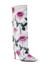 AZALEA WANG BRIDGIE WHITE FLORAL BOOT