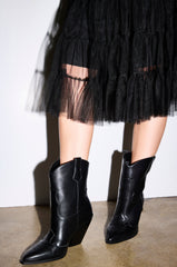 AZALEA WANG BRIGGITA BLACK WESTERN COWBOY BOOTIE