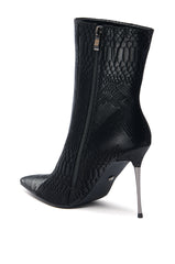 AZALEA WANG CALEAN BLACK METAL STILETTO HEEL BOOTIE