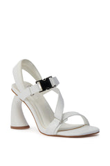 AZALEA WANG CAPRIZE WHITE INDUSTRIAL BUCKLE SANDAL