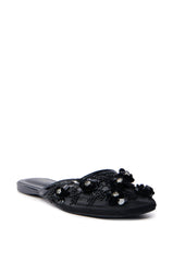AKIRA CHERINA BLACK FLAT WITH EMBELLISHMENT