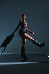AZALEA WANG COUTURE CRAZY BLACK BOOT