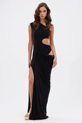 ONLY ME CUT-OUT MIDI DRESS IN BLACK