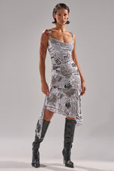 BREAKING NEWS PRINTED MIDI DRESS