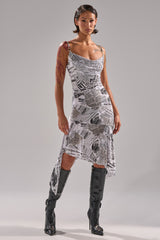 BREAKING NEWS PRINTED MIDI DRESS