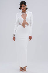 A NIGHT OUT BANDAGE MAXI DRESS IN WHITE