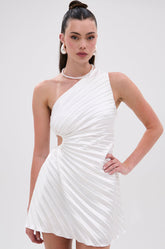 MAKE IT WORK PLEATED MINI DRESS IN WHITE