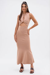 NOT TOO CASUAL KNIT MAXI DRESS IN BEIGE