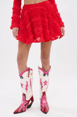 GIMME MORE SLINKY MINI SKIRT IN RED