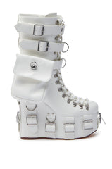 AZALEA WANG ELOWYN WHITE EDGY WEDGE BOOT