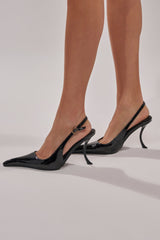 AZALEA WANG EMANUELA BLACK NOVELTY SLING BACK PUMP
