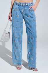 TAKE ME OUT RHINESTONE DENIM JEANS