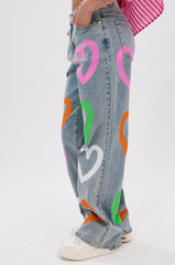LOVERGIRL AIRBRUSHED WIDE LEG JEANS