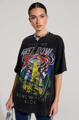 FIRST ROW MIDNIGHT RHINESTONE EMBELLISHED T-SHIRT