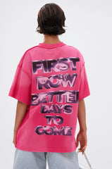 POST HUMAN OVERSIZED GRAPHIC TEE IN PINK