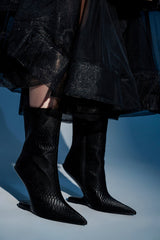 AZALEA WANG GLACIELLE BLACK CROC BOOTIE