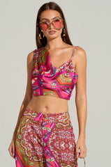 MOVE AND SHAKE CROPPED TOP IN PINK MULTI