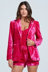 PRETTY IN PINK VELVET BLAZER