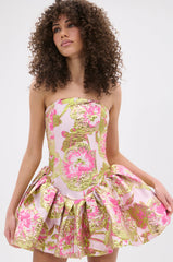 PRETTY IN PINK BROCADE MINI DRESS